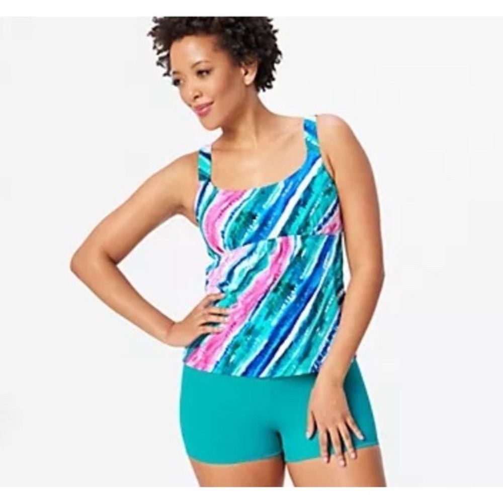 Kim‎ Gravel x Swimsuits For All Women's 12 Scoop Neck Tankini Set Bike Shorts